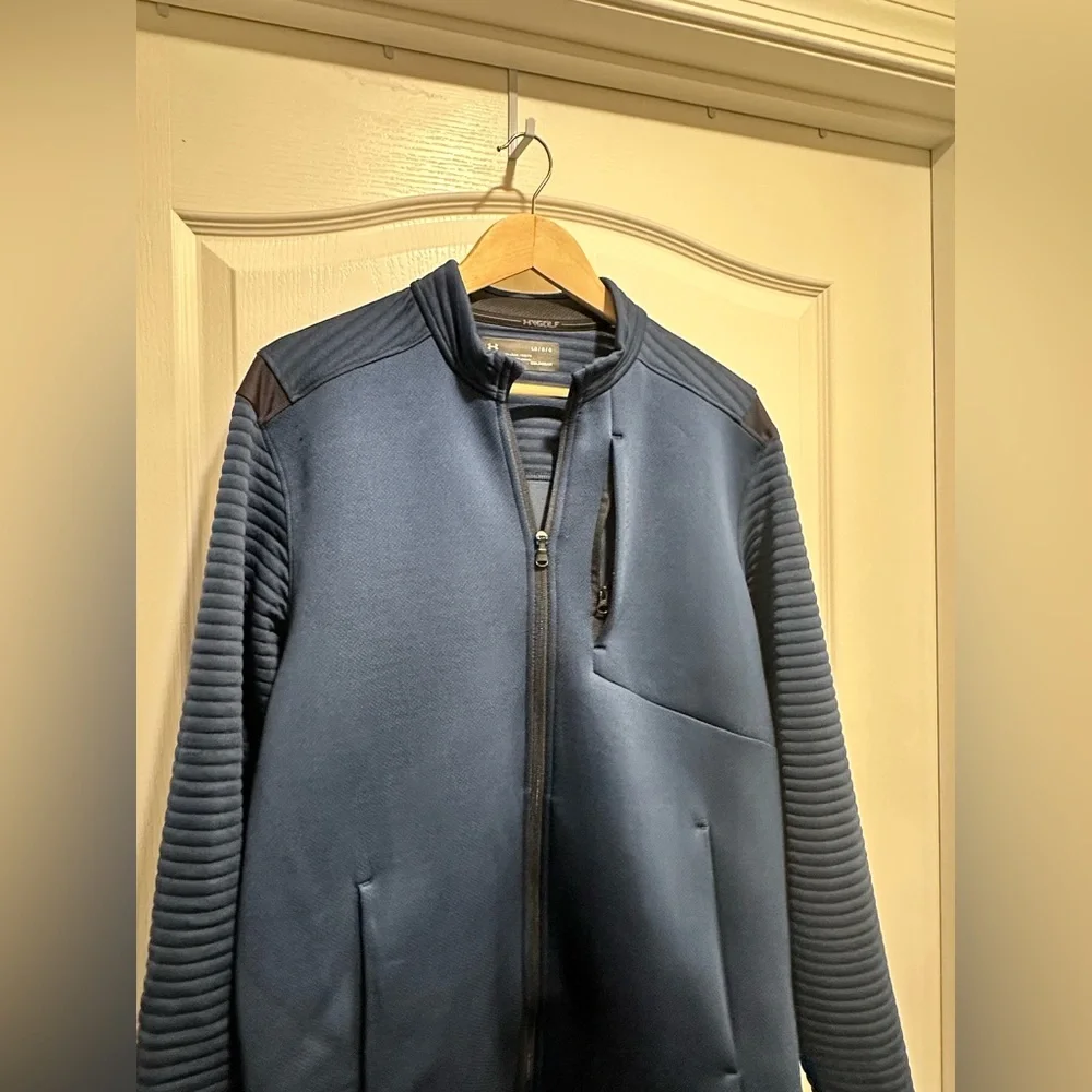 Under Armour Men’s Navy Blue Coldgear Golf Pullover Full Zip Jacket, Size:Large